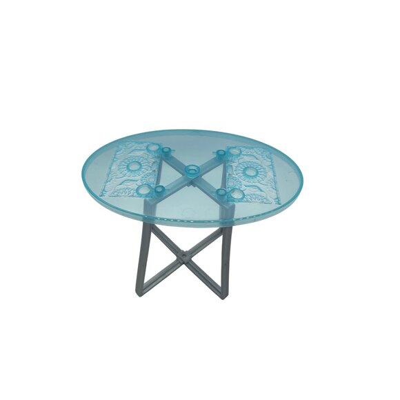 Barbie Doll House Dollhouse Furniture Tall Table Clear Blue Top Dream House 5" - Picture 2 of 3